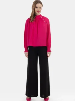 Faina Damen Bluse in pink - Ausschnitt: ohne Kragen