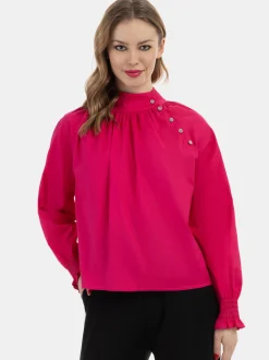 Faina Damen Bluse in pink - Ausschnitt: ohne Kragen