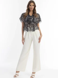 Faina Damen Bluse in schwarz - Ausschnitt: V-Ausschnitt