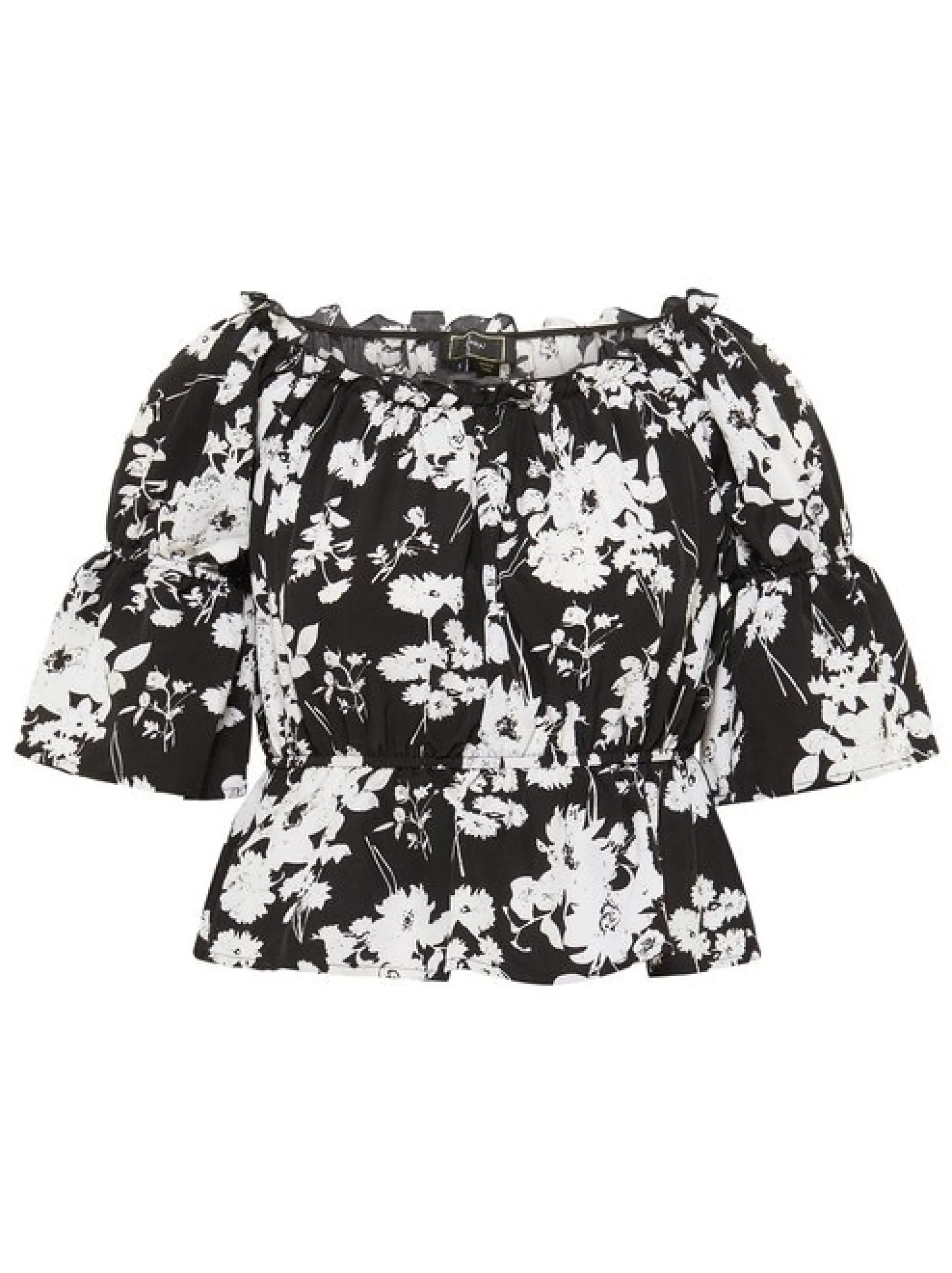 Faina Damen Carmenbluse in schwarz - Ausschnitt: Carmen