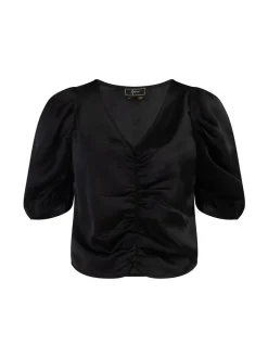 Faina Damen Drapiertes Top in schwarz