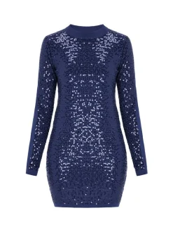 Faina Damen Kleid in blau - Ausschnitt: Rundhals