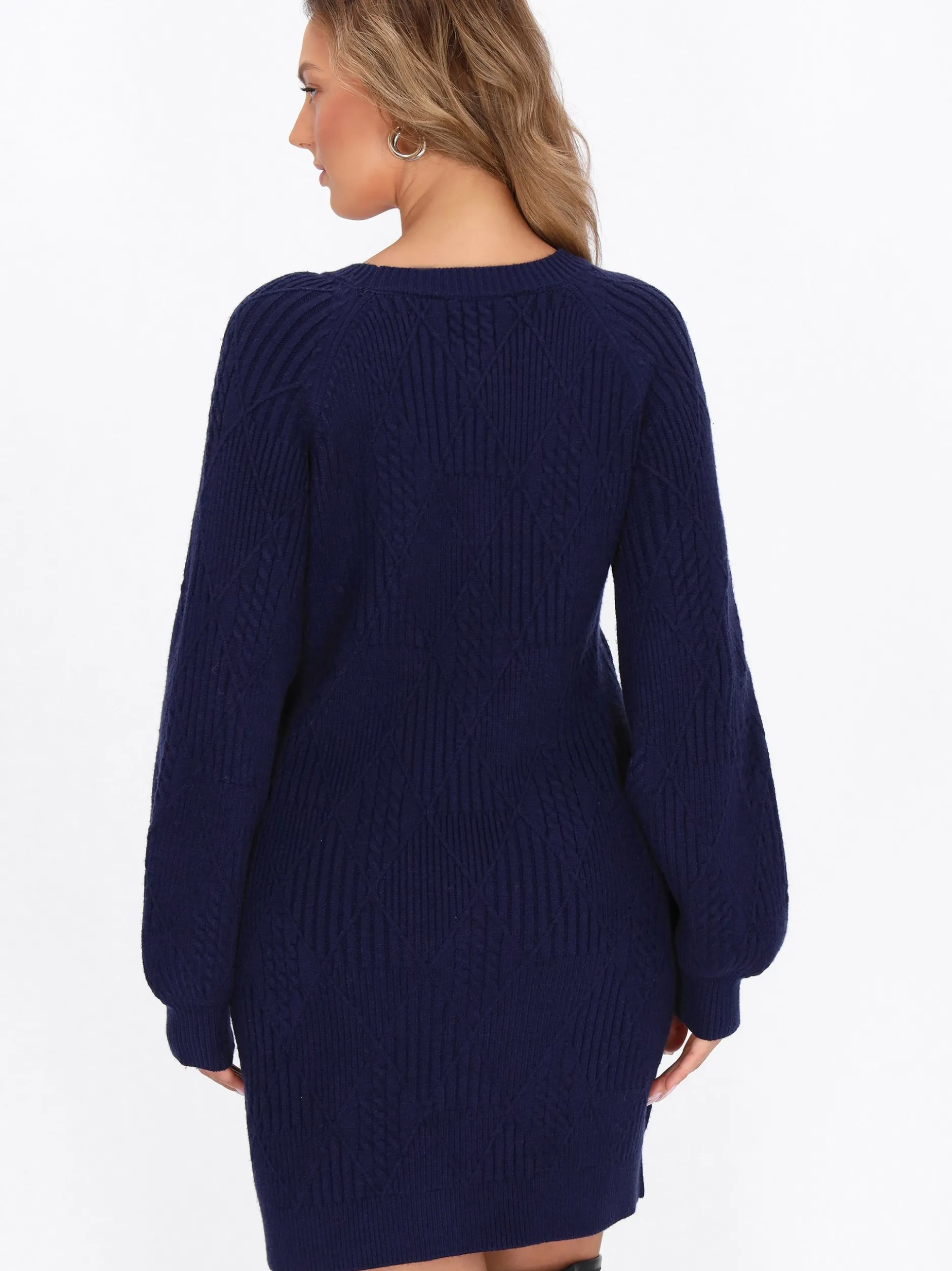 Faina Damen Kleid in blau - Ausschnitt: Rundhals