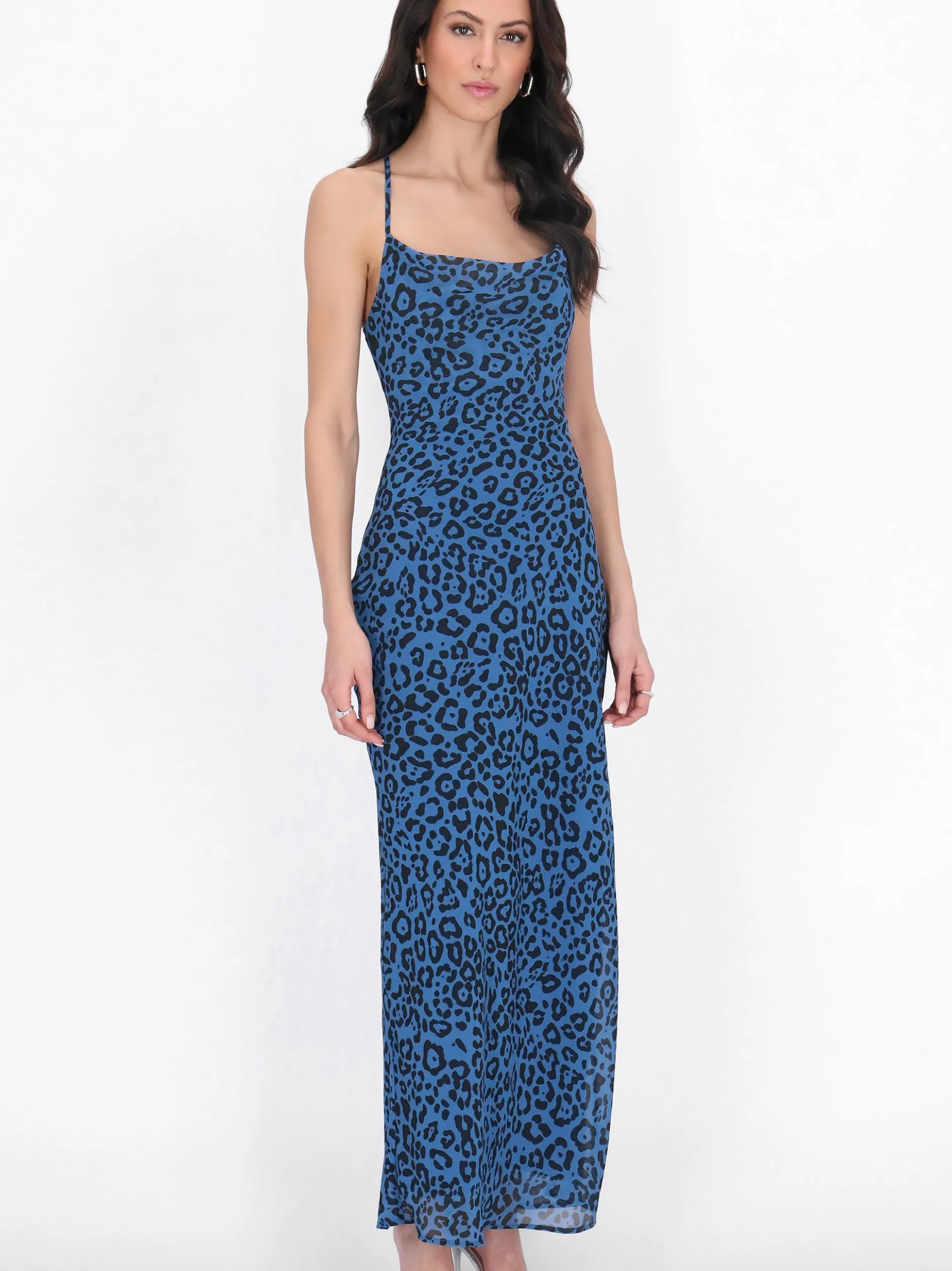 Faina Damen Kleid in blau - Länge: mittel
