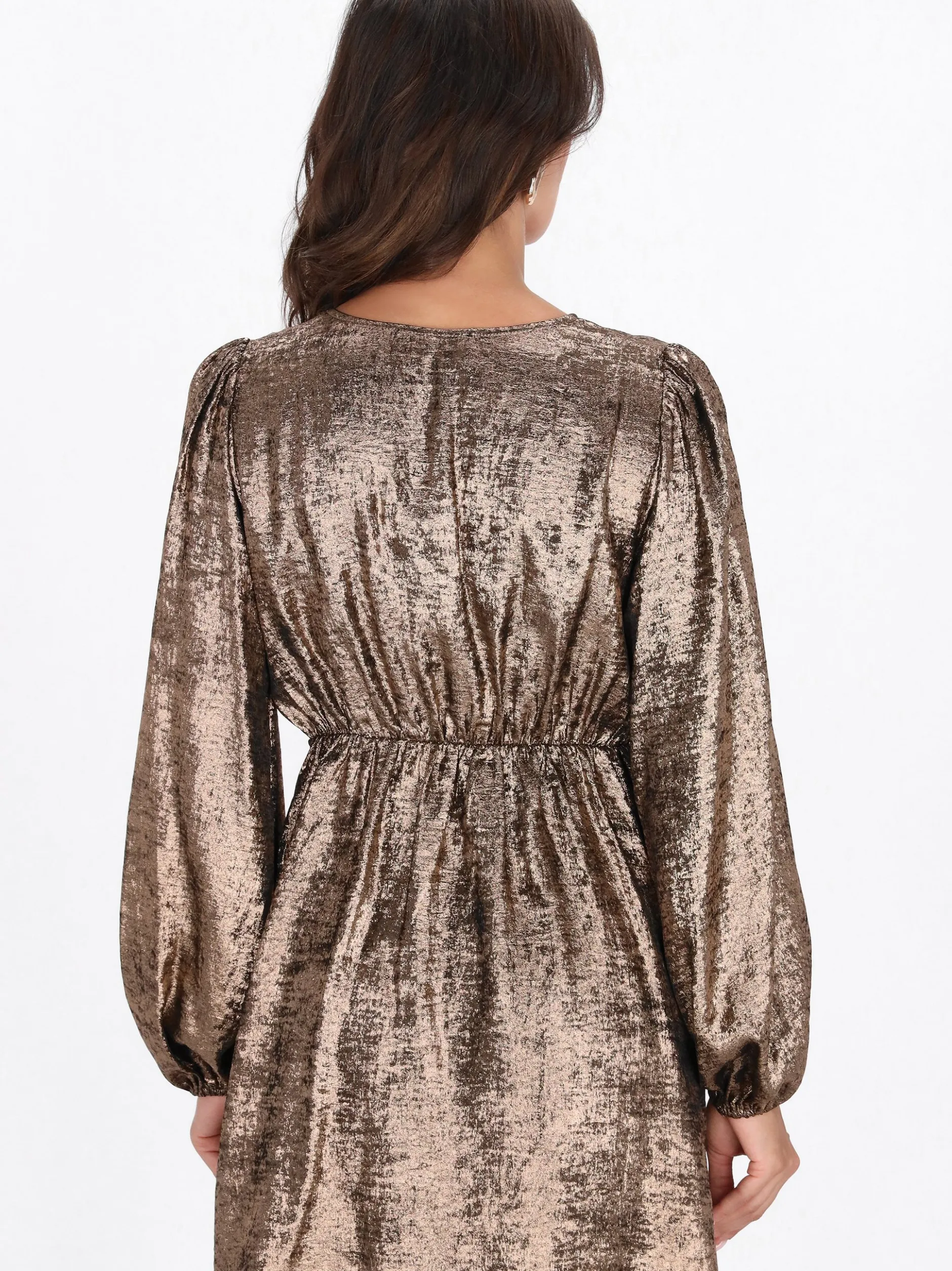 Faina Damen Kleid in braun - Ausschnitt: Rundhals
