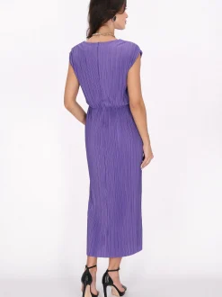 Faina Damen Kleid in lila - Ausschnitt: Rundhals