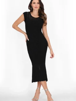 Faina Damen Kleid in schwarz - Ausschnitt: Rundhals