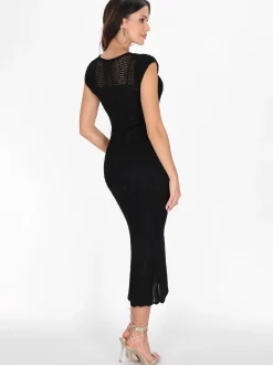 Faina Damen Kleid in schwarz - Ausschnitt: Rundhals