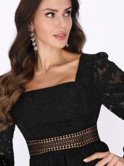 Faina Damen Kleid in schwarz - Länge: mittel