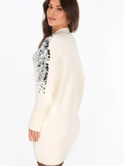 Faina Damen Kleid in weiß - Länge: mittel