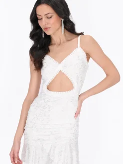 Faina Damen Kleid in weiß - Länge: mittel