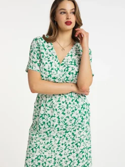 Faina Damen Kleid mit Blumenmuster in grün weiß