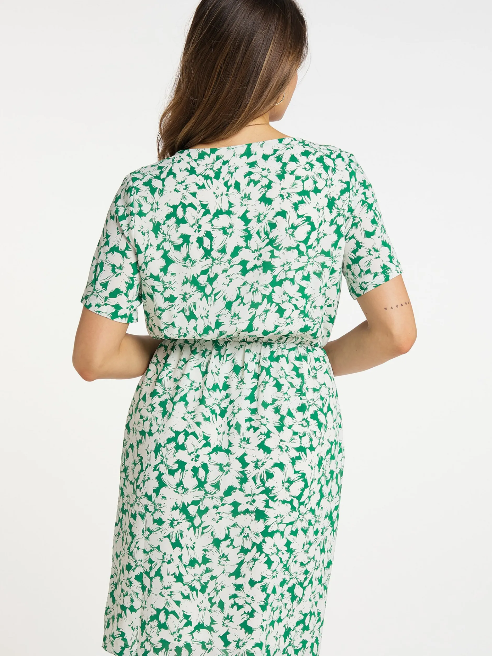 Faina Damen Kleid mit Blumenmuster in grün weiß