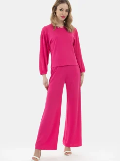 Faina Damen Langarmshirt in pink - Ausschnitt: Rundhals