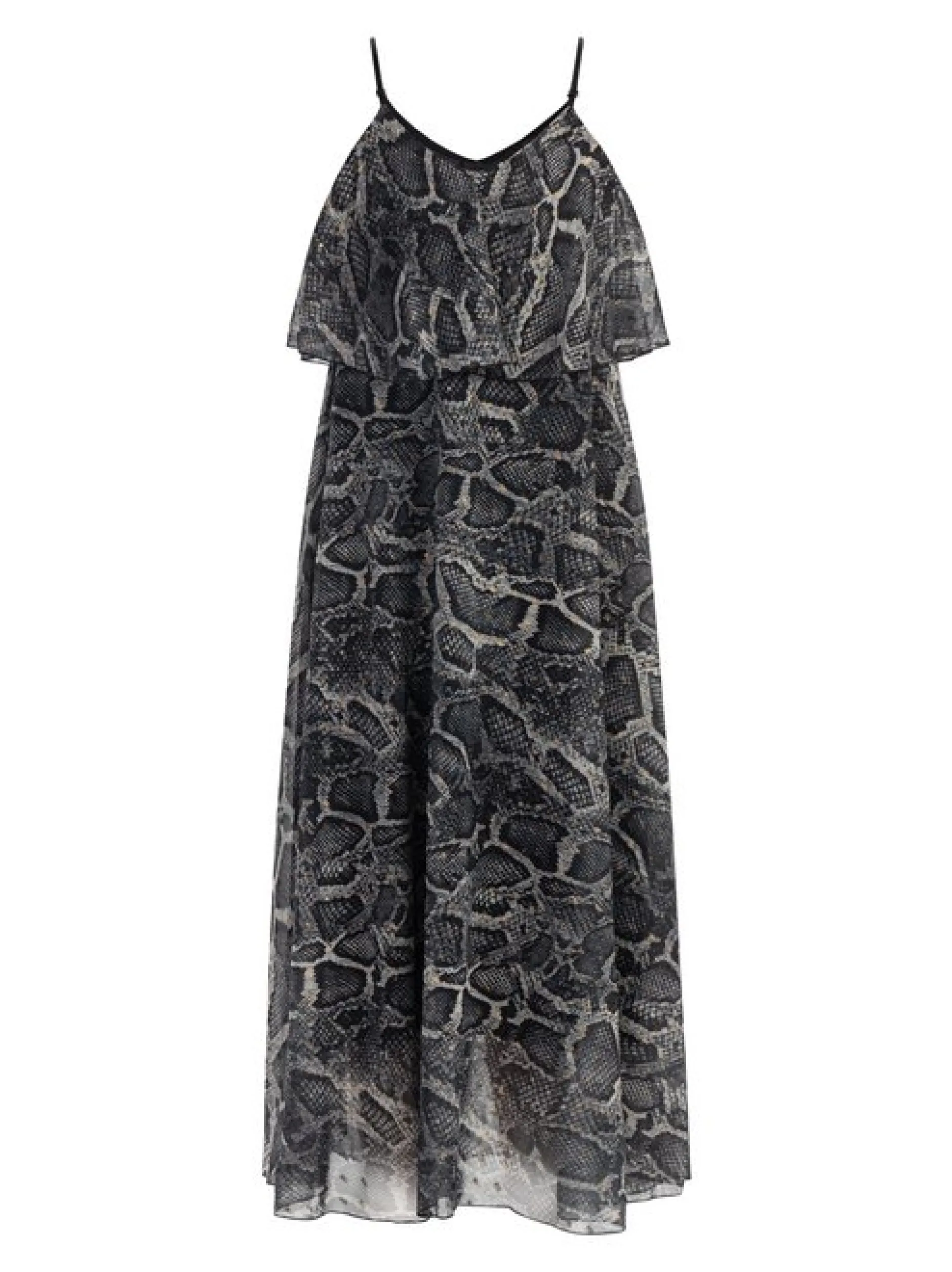 Faina Damen Maxikleid mit Schlangen-Print in schwarz