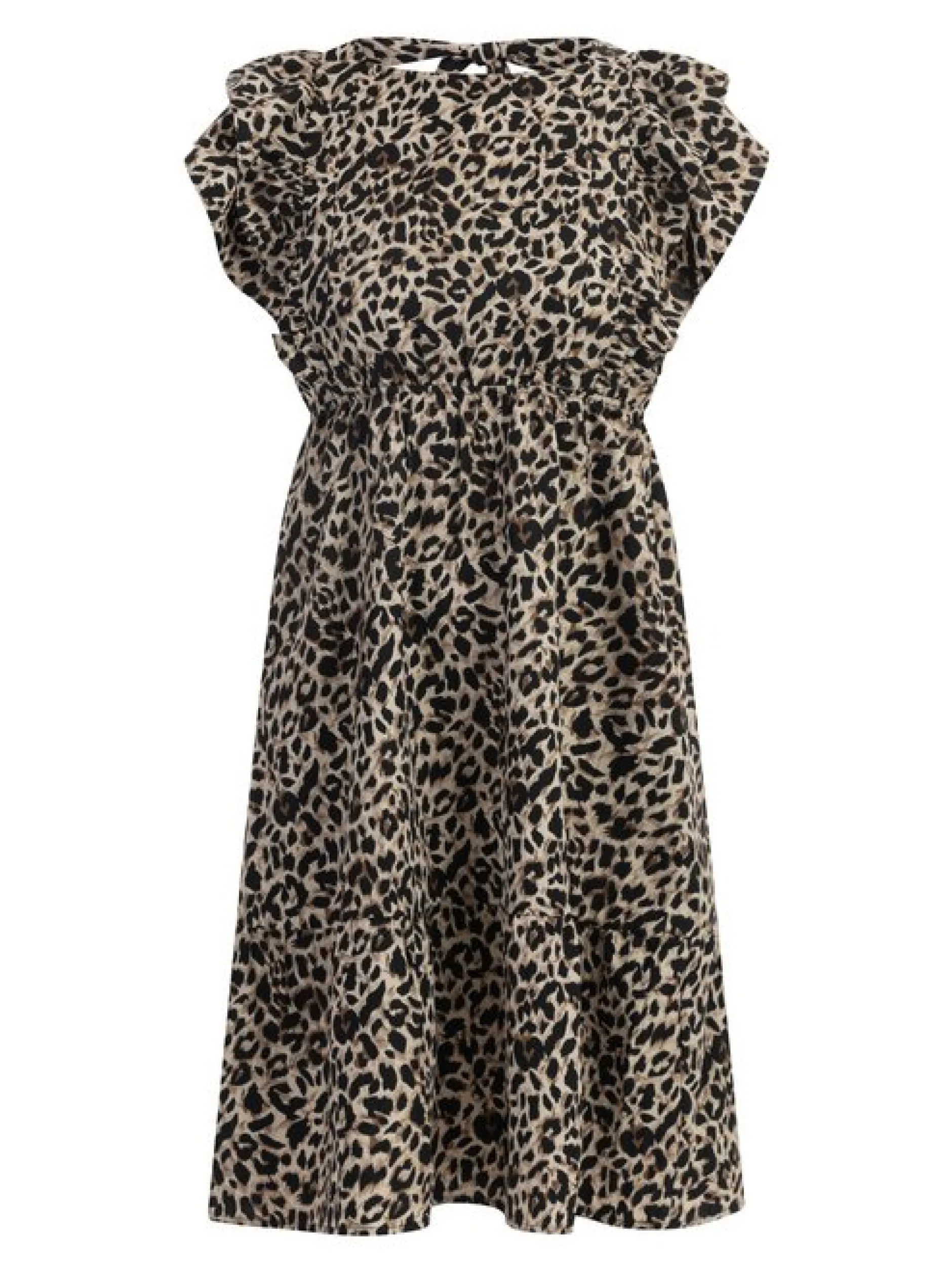 Faina Damen Midikleid mit Leoprint in camel