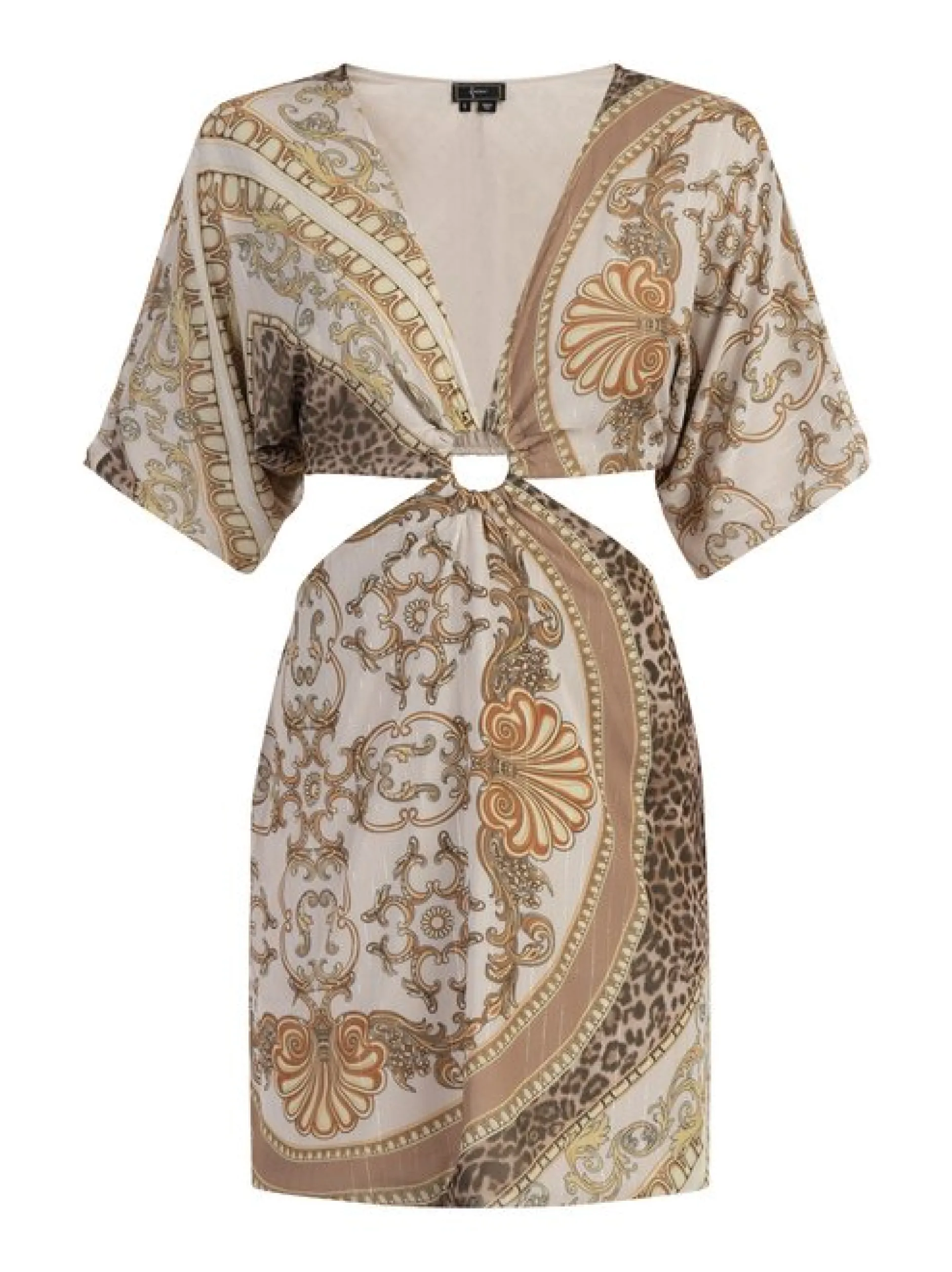 Faina Damen Minikleid mit Cut-outs in beige