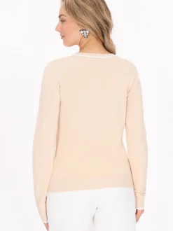 Faina Damen Pullover in beige - Ausschnitt: Rundhals