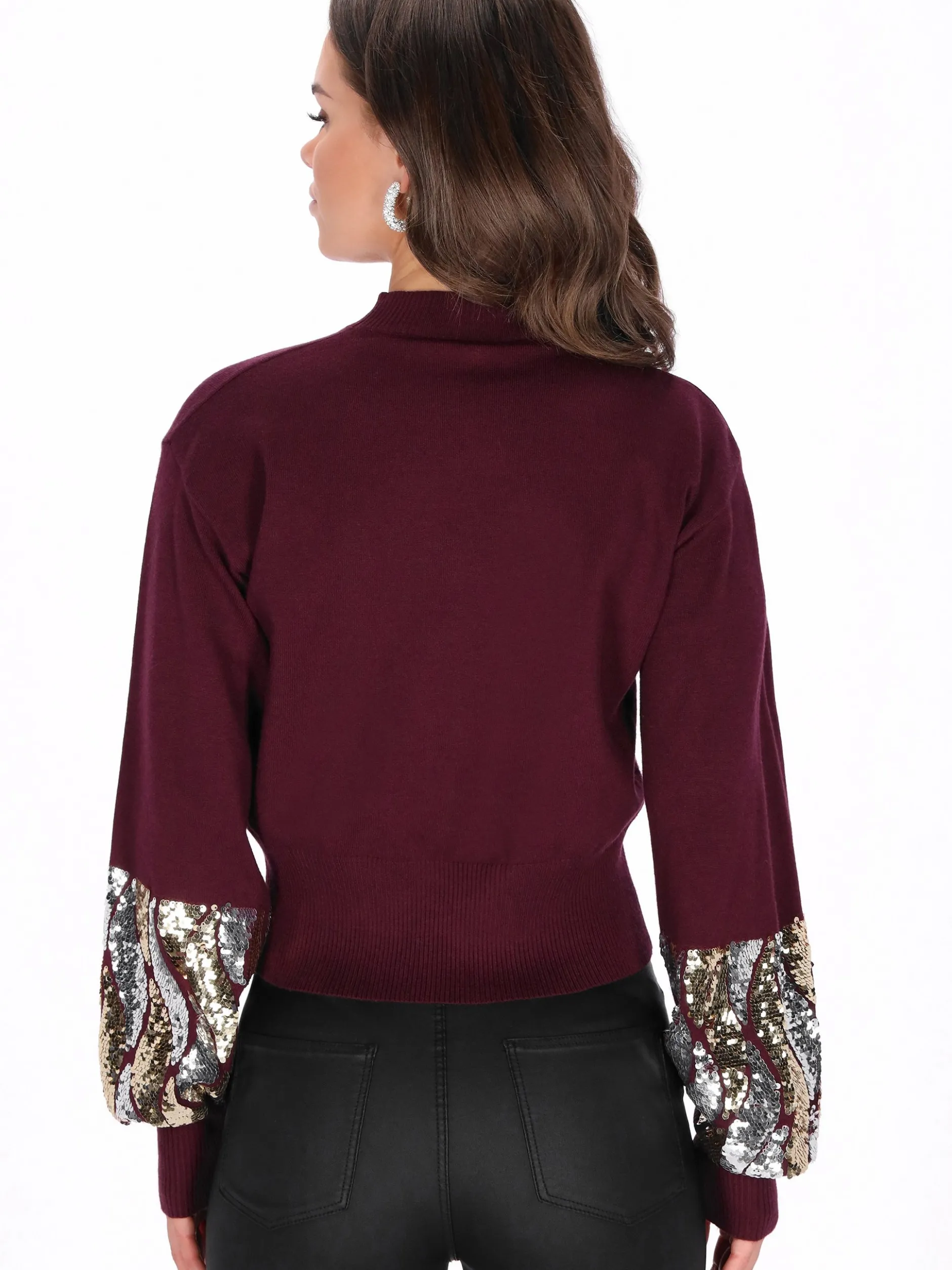 Faina Damen Pullover in bordeaux - Ausschnitt: Rundhals