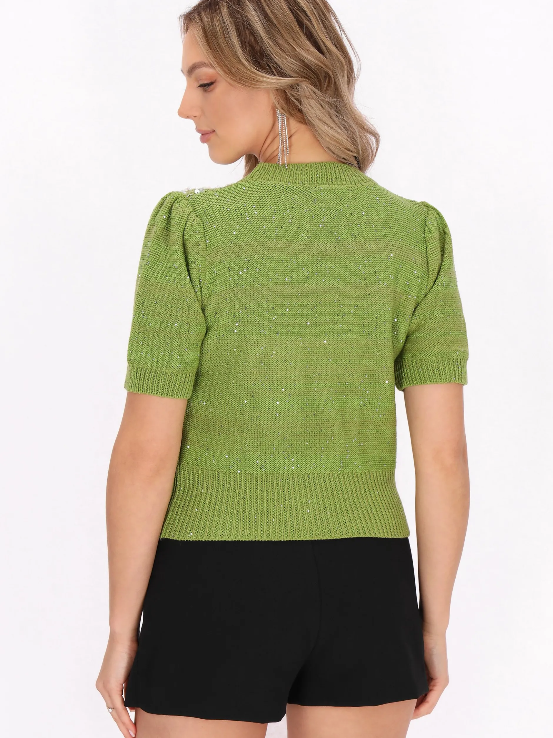 Faina Damen Pullover in grün - Ausschnitt: Rundhals