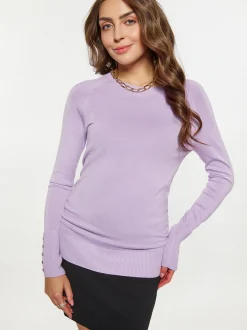 Faina Damen Pullover in lila - Ausschnitt: Rundhals