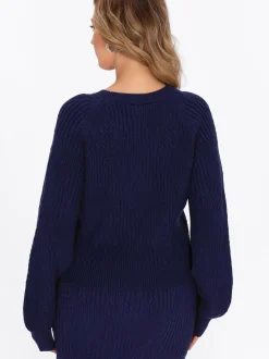 Faina Damen Pullover in marine - Ausschnitt: Rundhals
