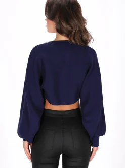 Faina Damen Pullover in marine - Ausschnitt: Rundhals