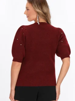 Faina Damen Pullover in rot - Ausschnitt: Rundhals