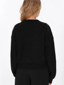 Faina Damen Pullover in schwarz - Ausschnitt: Rundhals