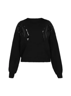 Faina Damen Pullover in schwarz - Ausschnitt: Rundhals
