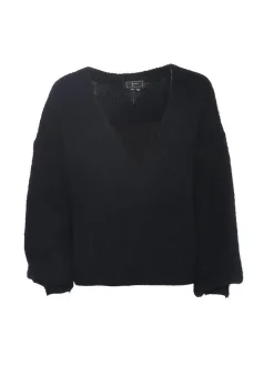 Faina Damen Pullover in schwarz - Ausschnitt: Rundhals