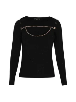 Faina Damen Pullover in schwarz - Ausschnitt: Rundhals