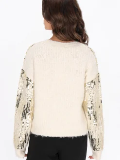 Faina Damen Pullover in weiß - Ausschnitt: Rundhals