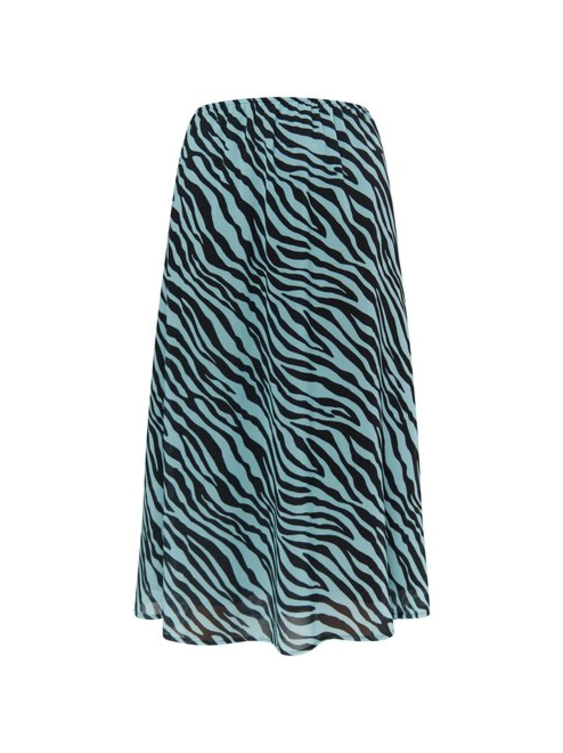 Faina Damen Rock mit Zebra-Print in hellblau schwarz