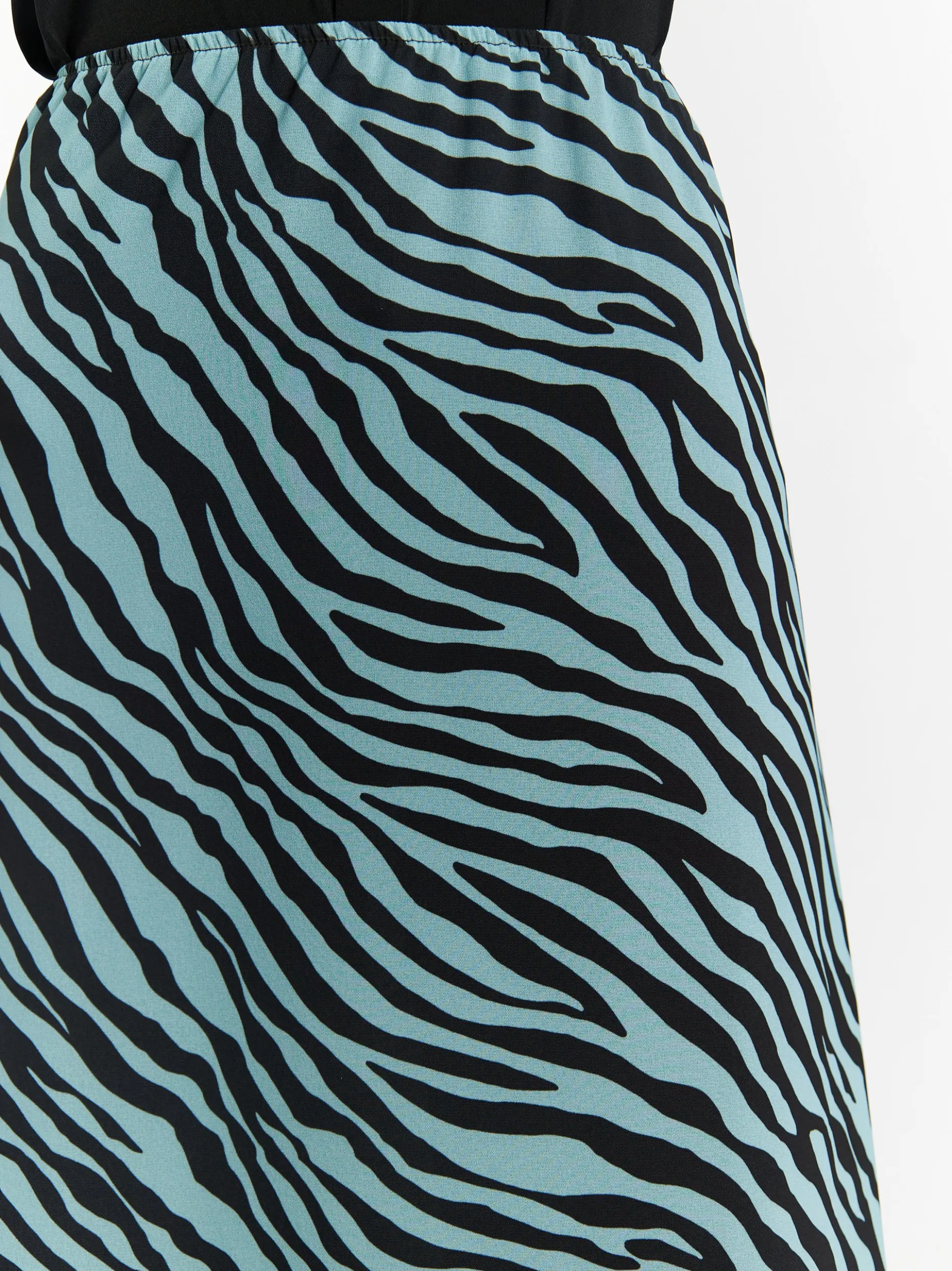 Faina Damen Rock mit Zebra-Print in hellblau schwarz