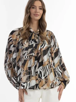 Faina Damen Schluppenbluse in schwarz