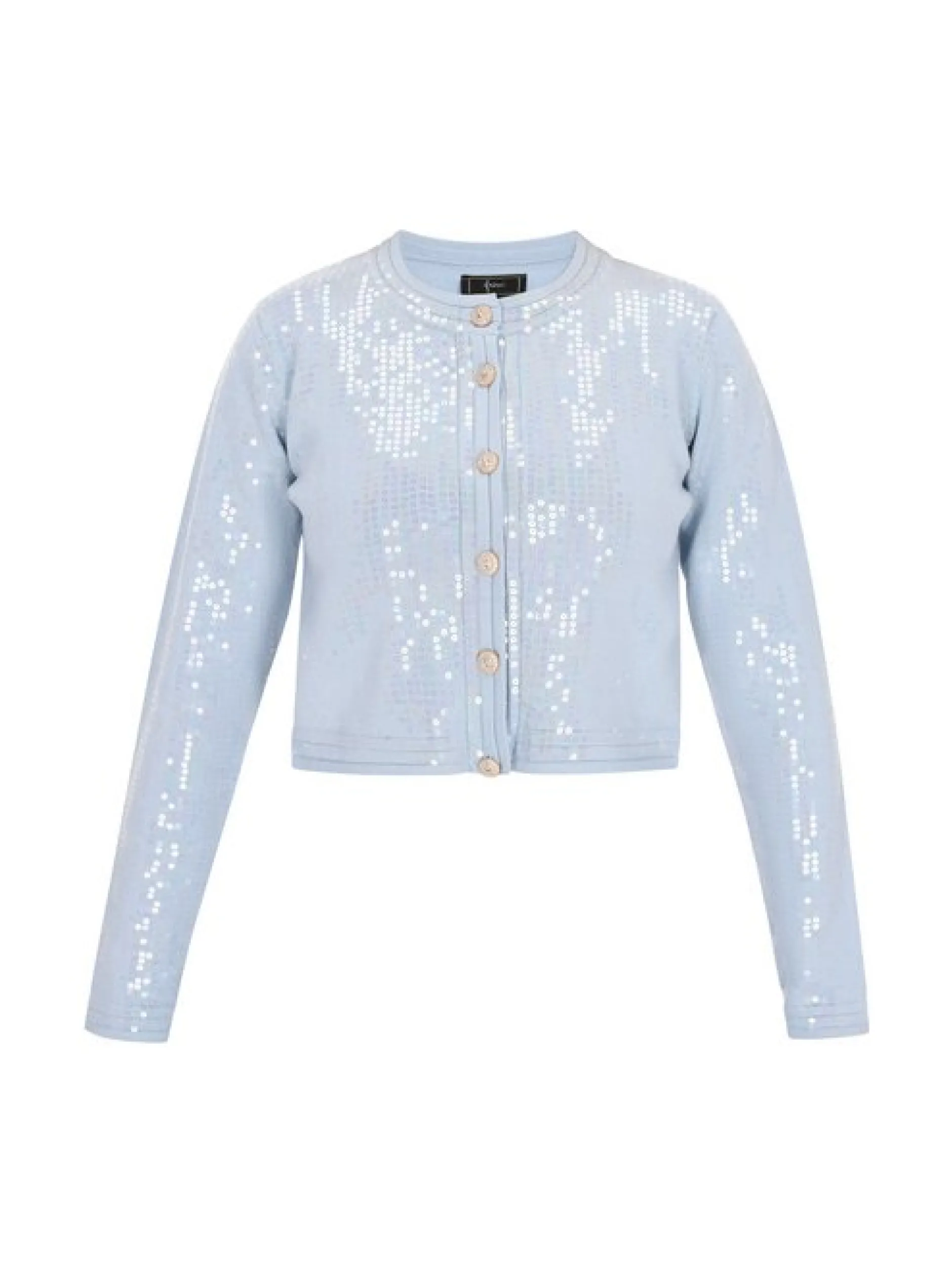 Faina Damen Strickjacke in blau - Ausschnitt: Rundhals