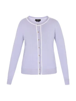 Faina Damen Strickjacke in blau - Ausschnitt: Rundhals