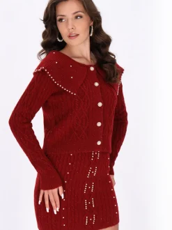 Faina Damen Strickjacke in bordeaux