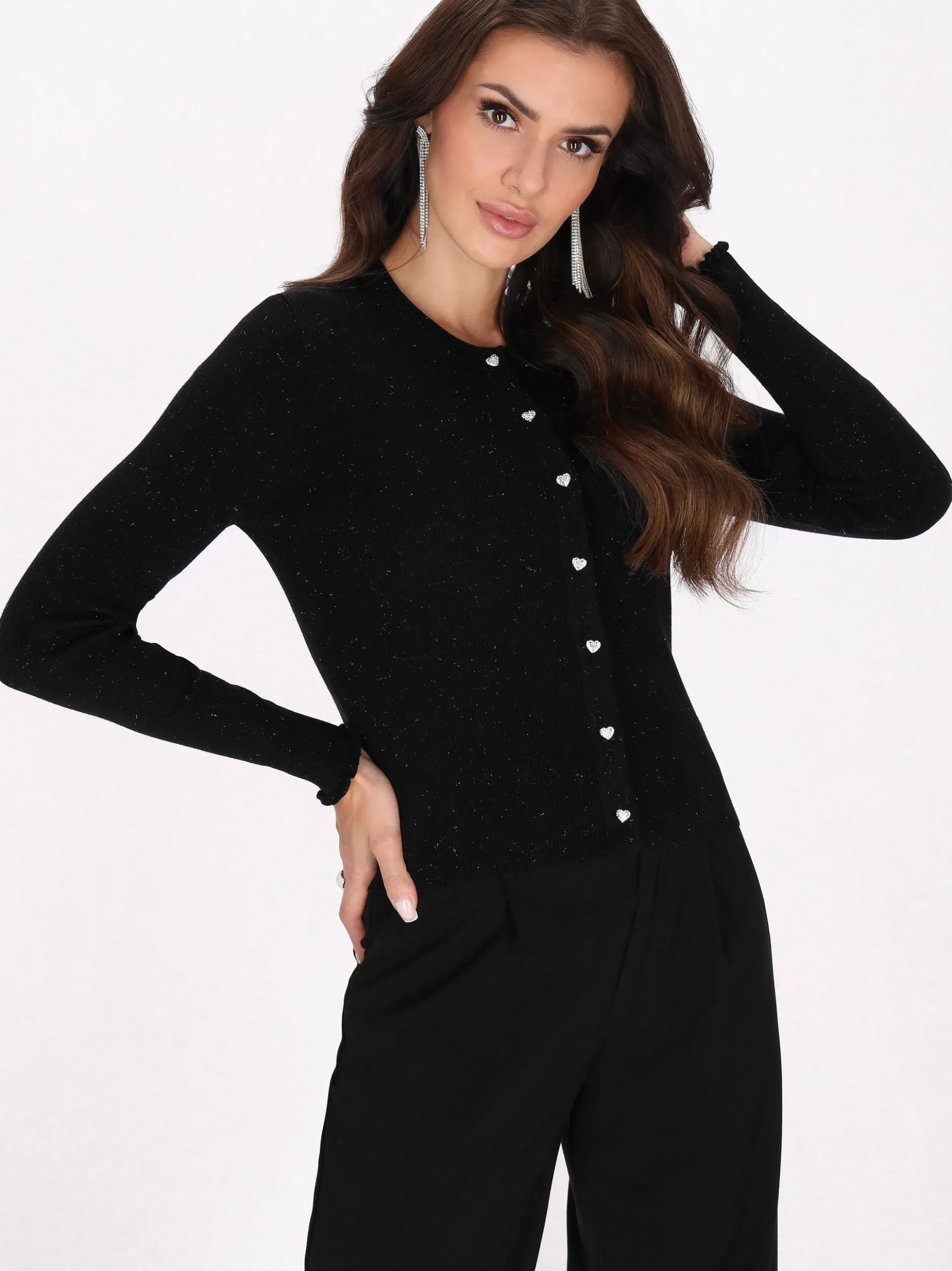 Faina Damen Strickjacke in schwarz