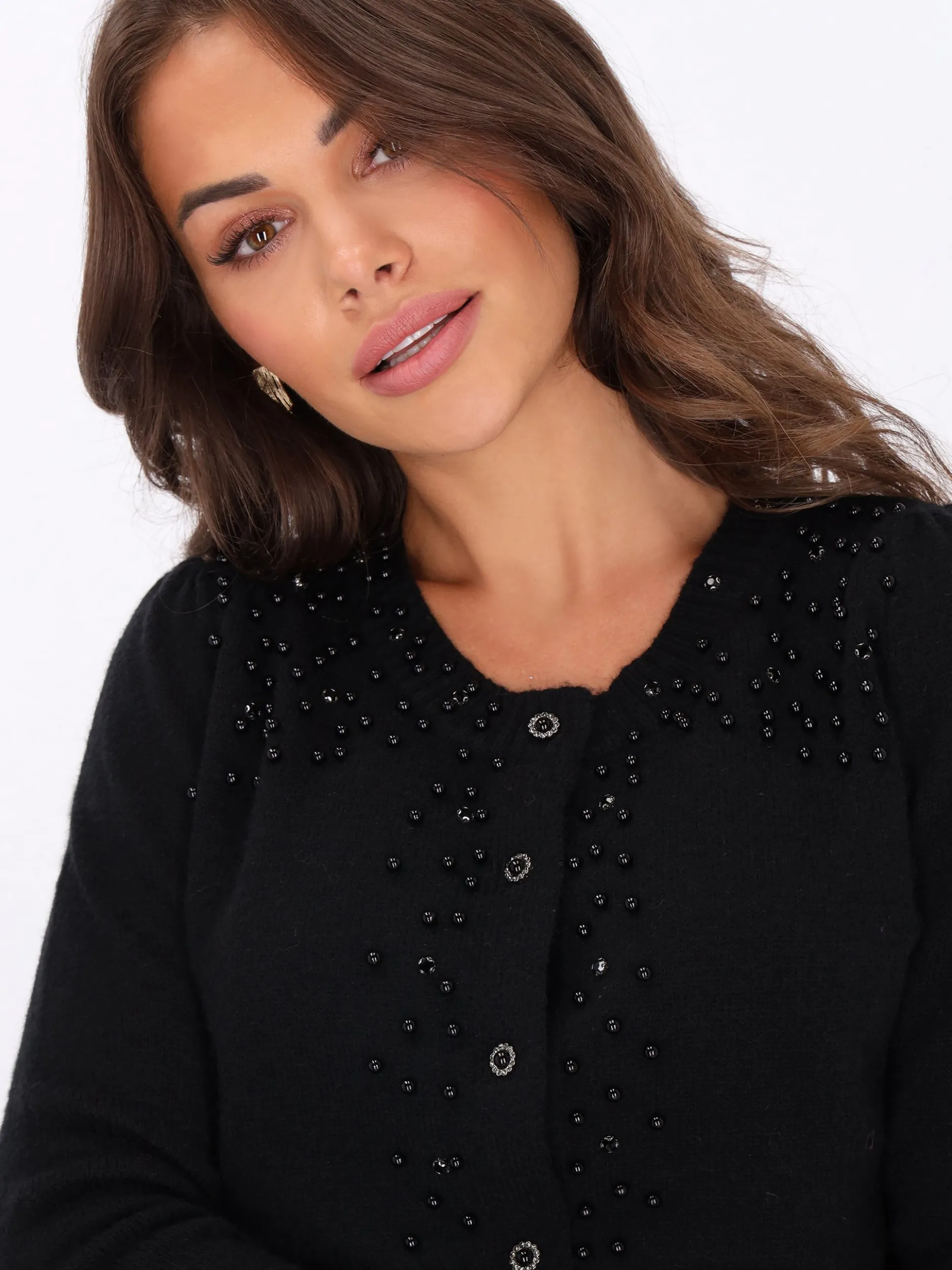 Faina Damen Strickjacke in schwarz