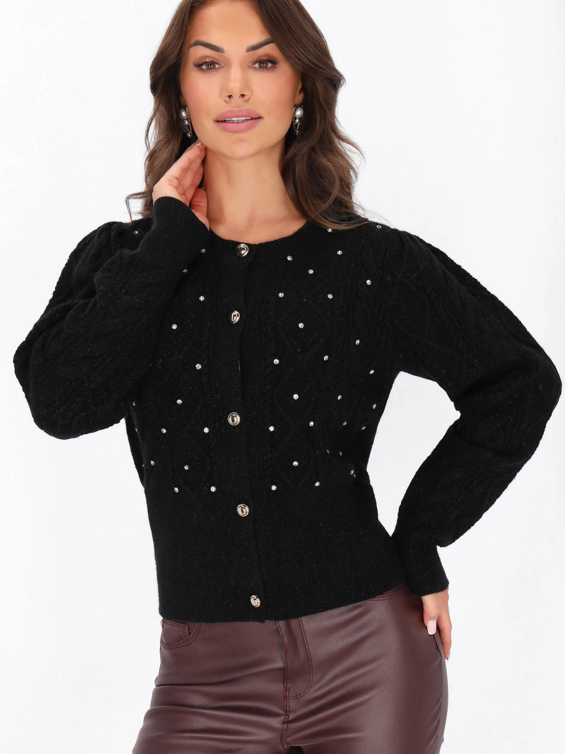 Faina Damen Strickjacke in schwarz