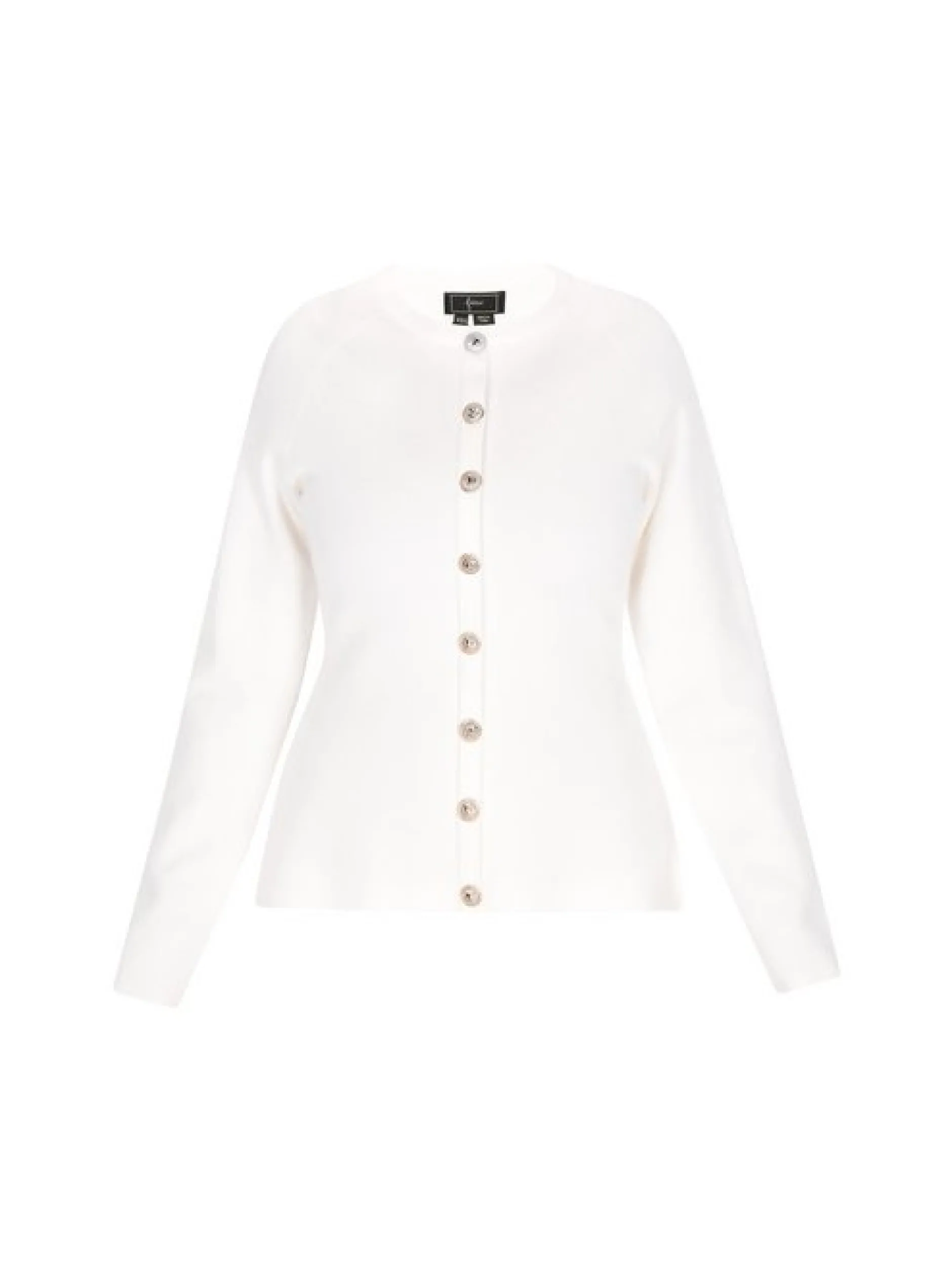 Faina Damen Strickjacke in weiß - Ausschnitt: Rundhals