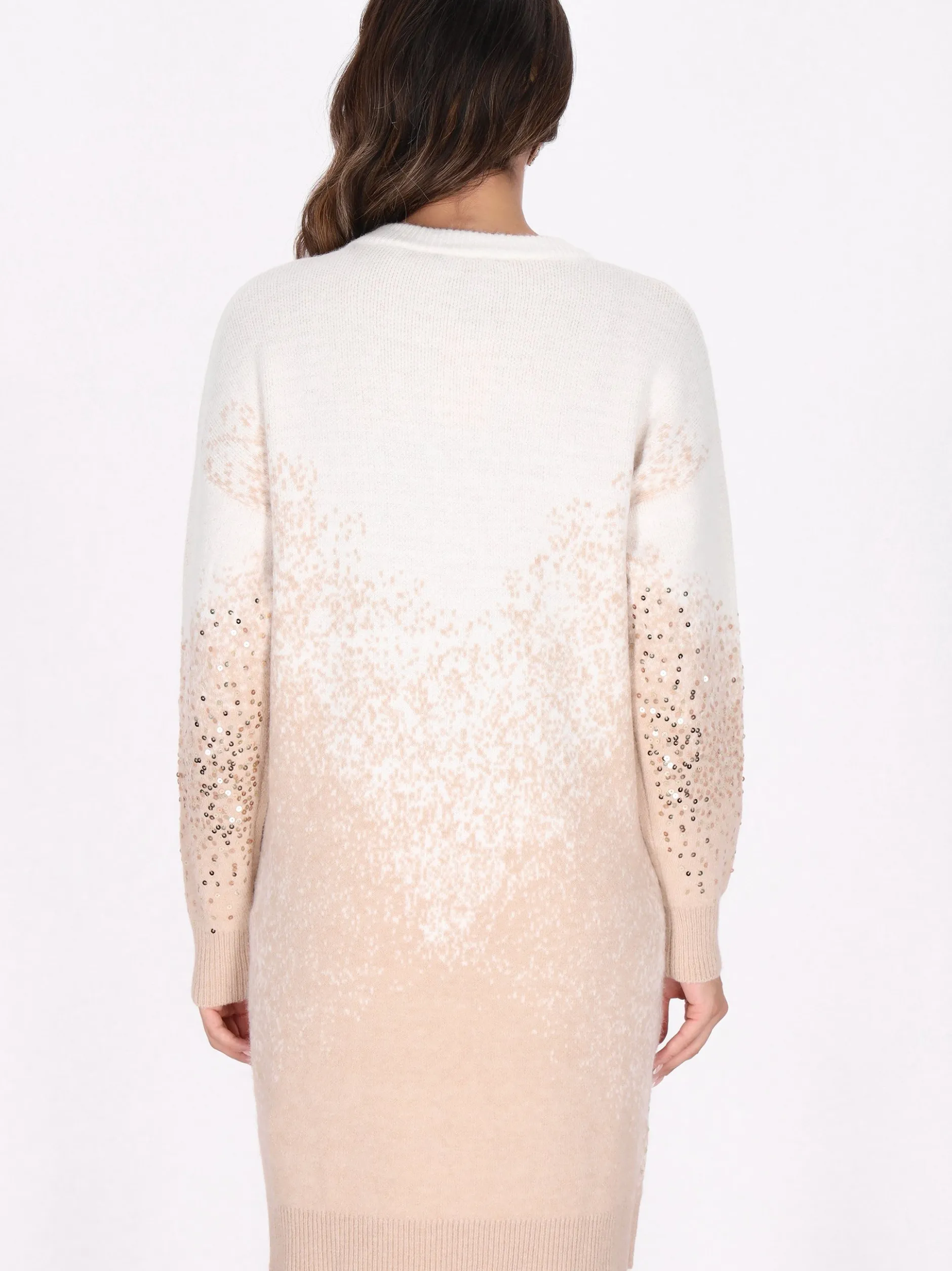 Faina Damen Strickkleid in ecru beige - Länge: mittel