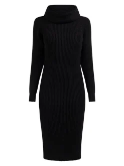 Faina Damen Strickkleid in schwarz - Länge: mittel