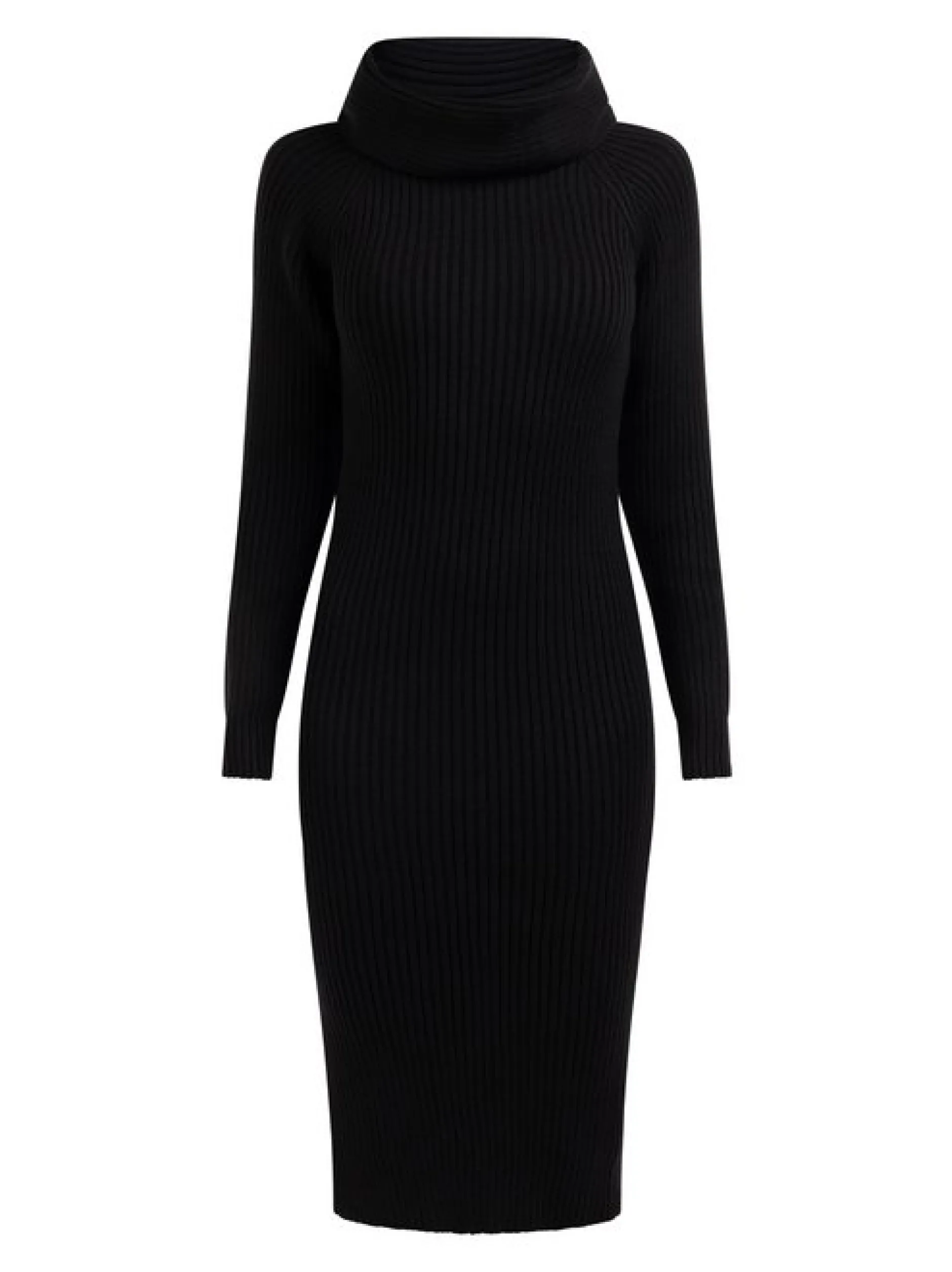 Faina Damen Strickkleid in schwarz - Länge: mittel