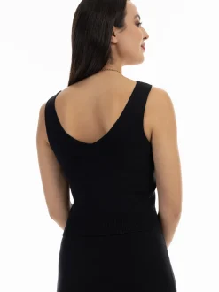 Faina Damen Strick-Tanktop in schwarz