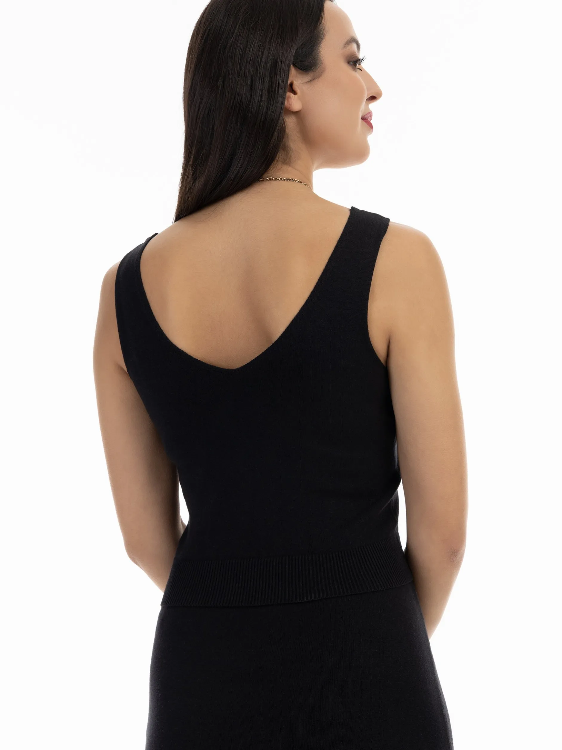 Faina Damen Strick-Tanktop in schwarz