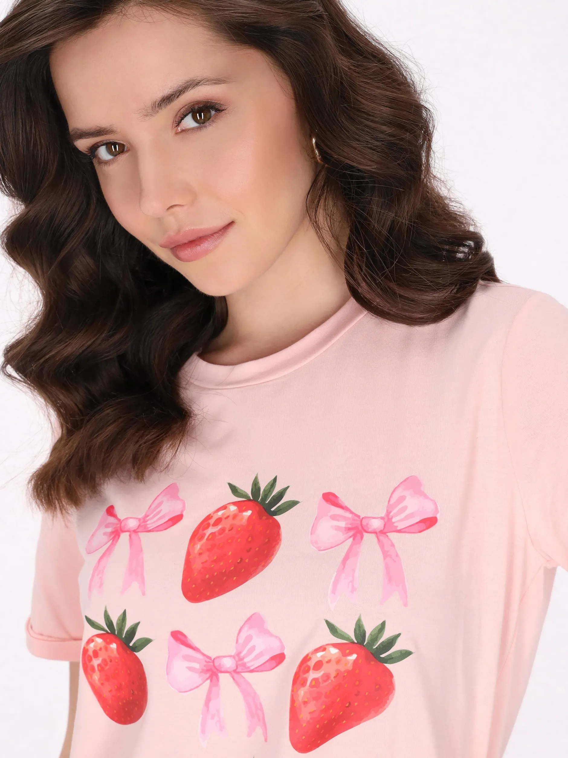 Faina Damen T-Shirt in pink - Ausschnitt: Rundhals
