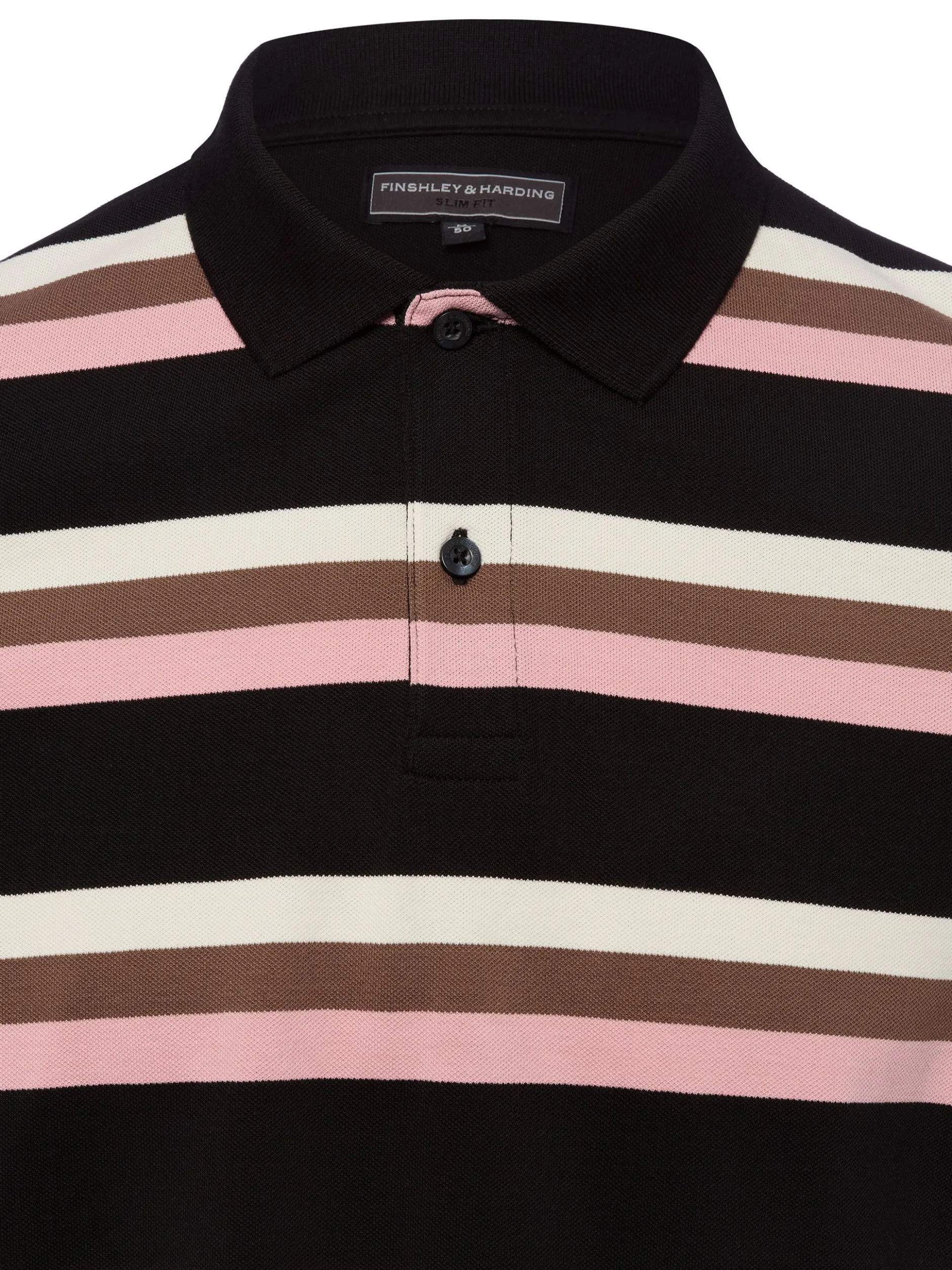 Finshley & Harding Herren Poloshirt in schwarz rosa